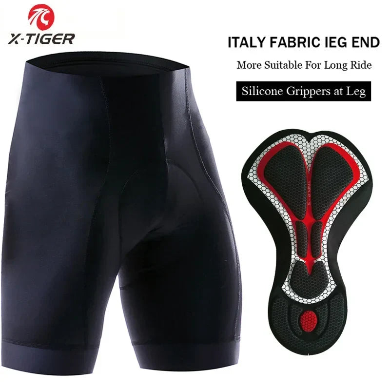 X-TIGER Men's 5D Padded Cycling Shorts | Anti-Slip Bike Tights