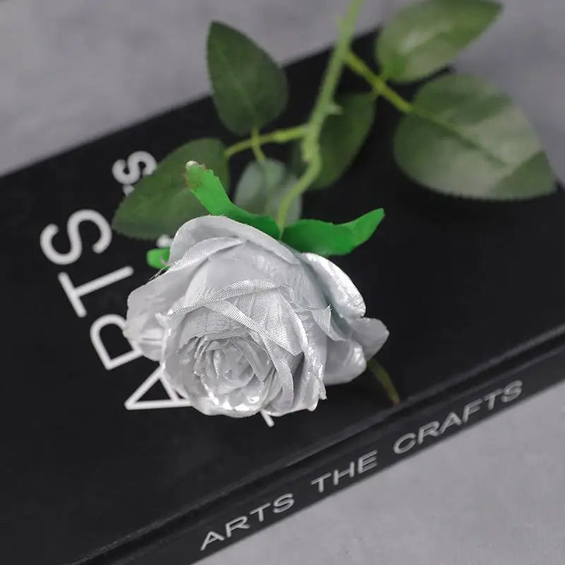 Rainbow Artificial Roses – Realistic Fake Flower Stems, 3pc Set