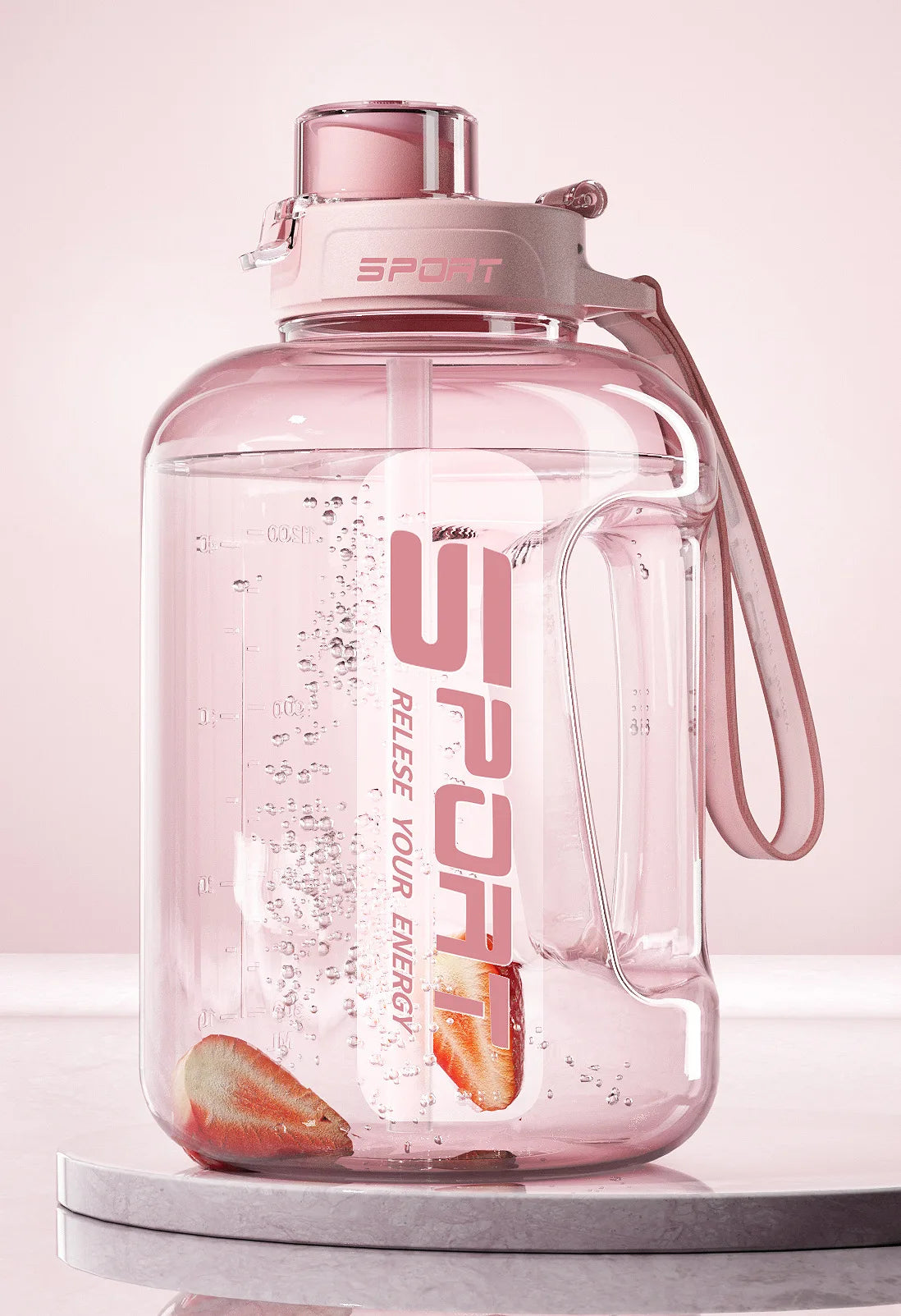 Extra Large 1700ml Sports Straw Water Bottle – BPA-Free Sports Water Bottle Peaceful Pleasures Health and Wellness pink