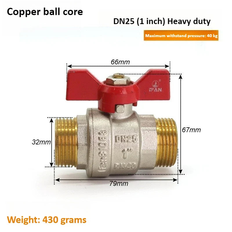 Brass Globe Valve Butterfly Handle 1/4"–3/4" Male Thread