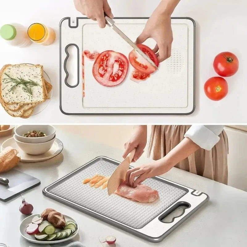New Stainless Steel Cutting Board Double Sided Chopping Board for Kitchen Scratch Resistant Anti-Slip Silicone Edges Peaceful Pleasures Health and Wellness
