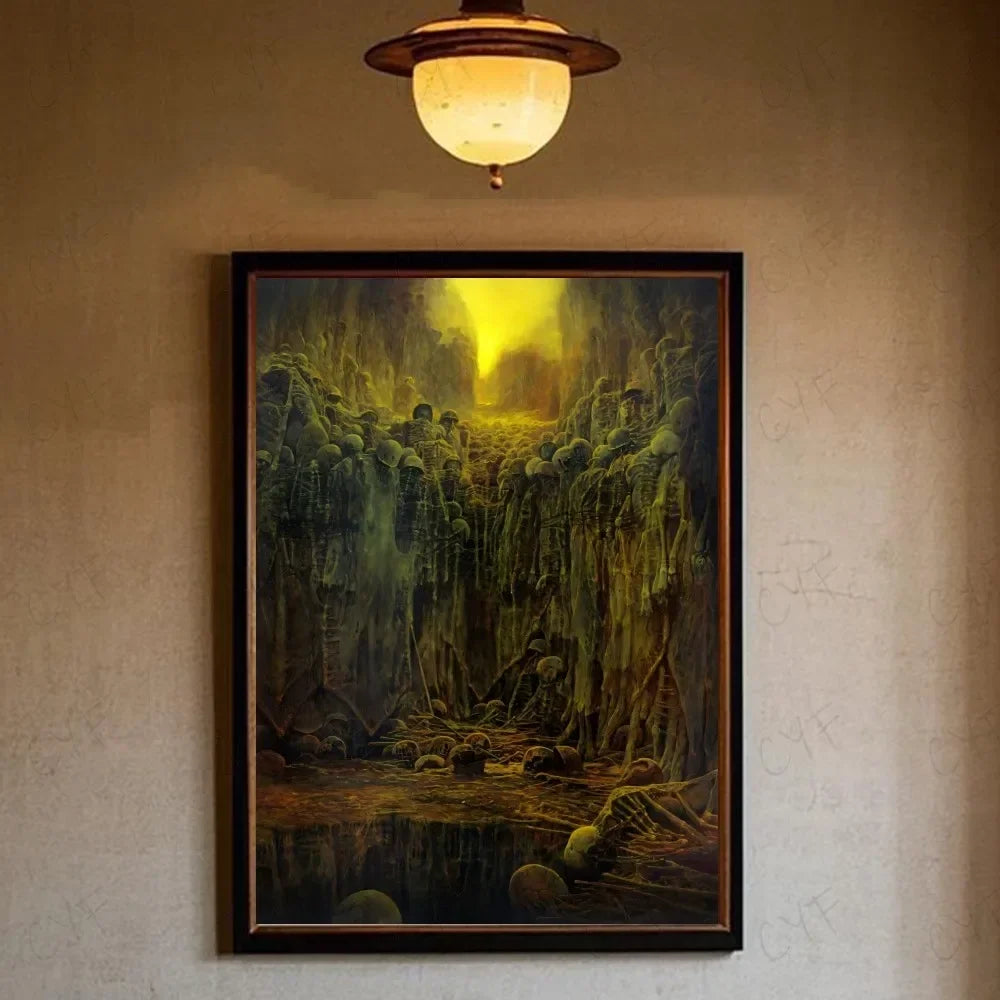 Famous Surrealism Artworks By Zdzislaw Beksinski Poster HD Art Prints for Home Living Room Bedroom Bar Aesthetic Wall Decor Peaceful Pleasures Health and Wellness z24 50x70cm Unframed