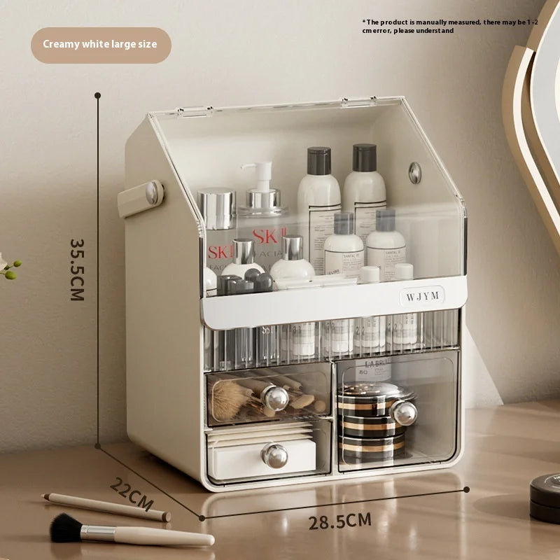 Elegant 3-Tier Transparent Makeup Organizer - Spacious Desktop Drawer Storage for Skincare Masks Beauty Tools, Chic Vanity Shelf Peaceful Pleasures Health and Wellness L