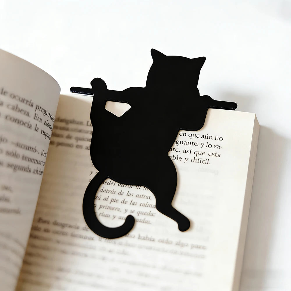 Black Cat Cute Bookmark Enthusiast Student Teacher School Home Cartoon