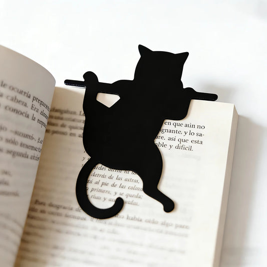 Black Cat Cute Bookmark Enthusiast Student Teacher School Home Cartoon Peaceful Pleasures Health and Wellness
