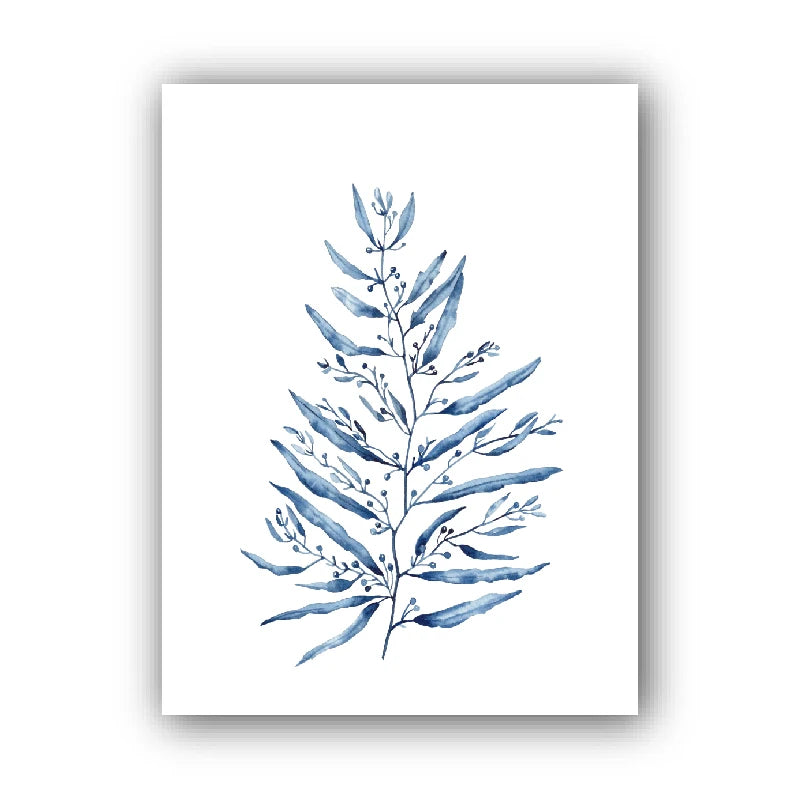 Blue Coral Watercolor Canvas Wall Art | Coastal Seaweed Print Canvas Wall Art Peaceful Pleasures Health and Wellness 9 30x40cm Unframed
