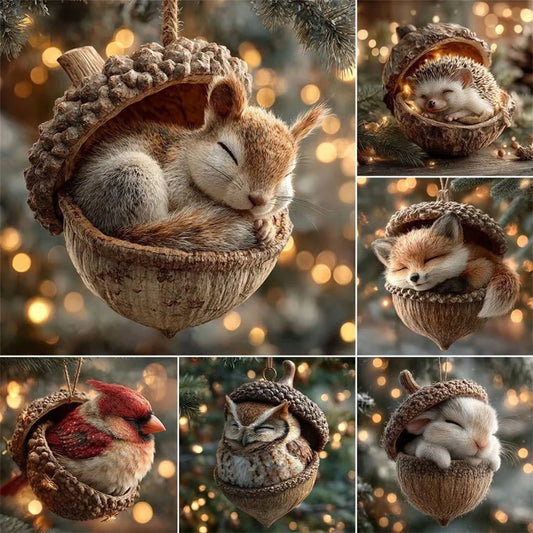 Acrylic 2D Animal Christmas Ornaments | Cute Xmas Tree Pendants Christmas Ornament Peaceful Pleasures Health and Wellness