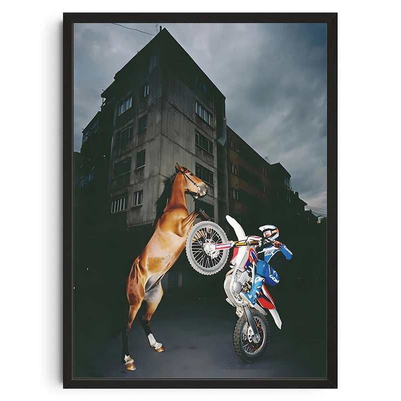 Abstract Cowboy Horseback Canvas Wall Art | Modern Home Decor