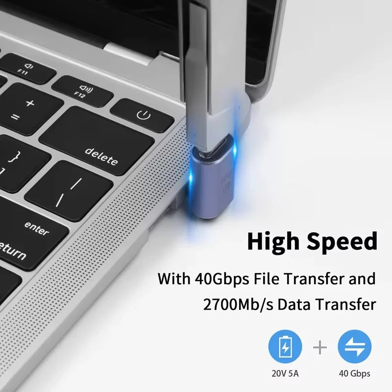 USB4 40Gbps 90° Type-C Adapter | 100W PD & 8K 60Hz