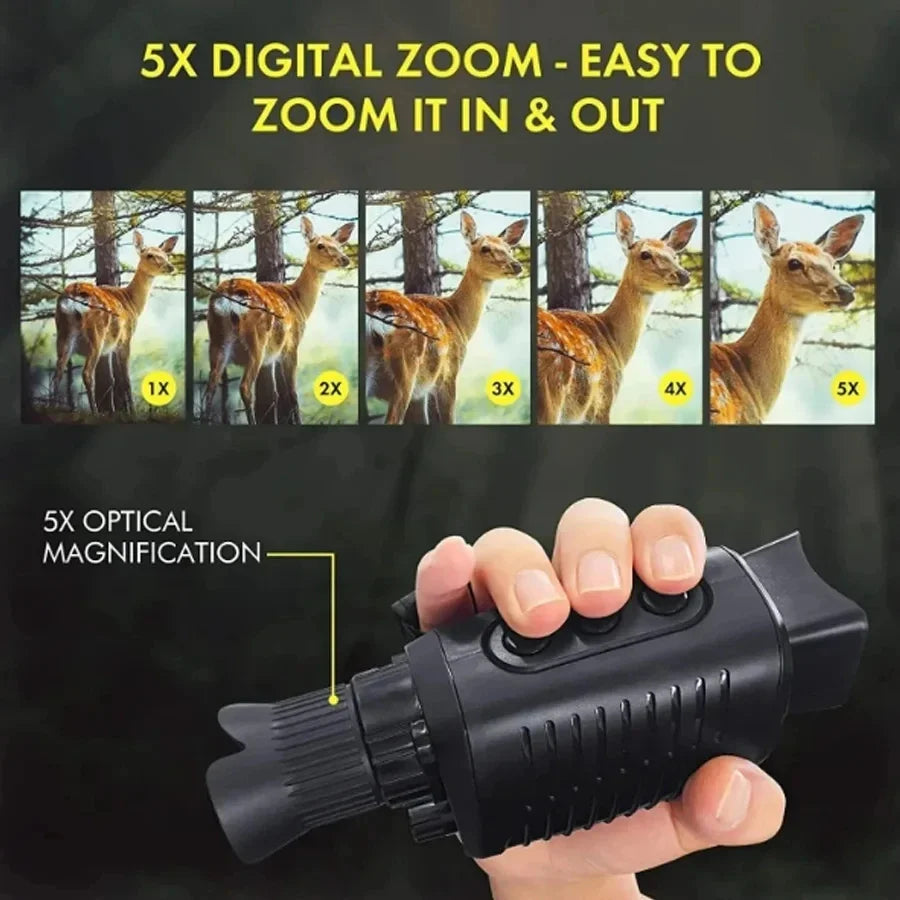 Monocle Niaht Vision infrared Optical Monocular Digital Zoom 5X Photo 300M Long Night Vision For Hunting Range Telescope Peaceful Pleasures Health and Wellness