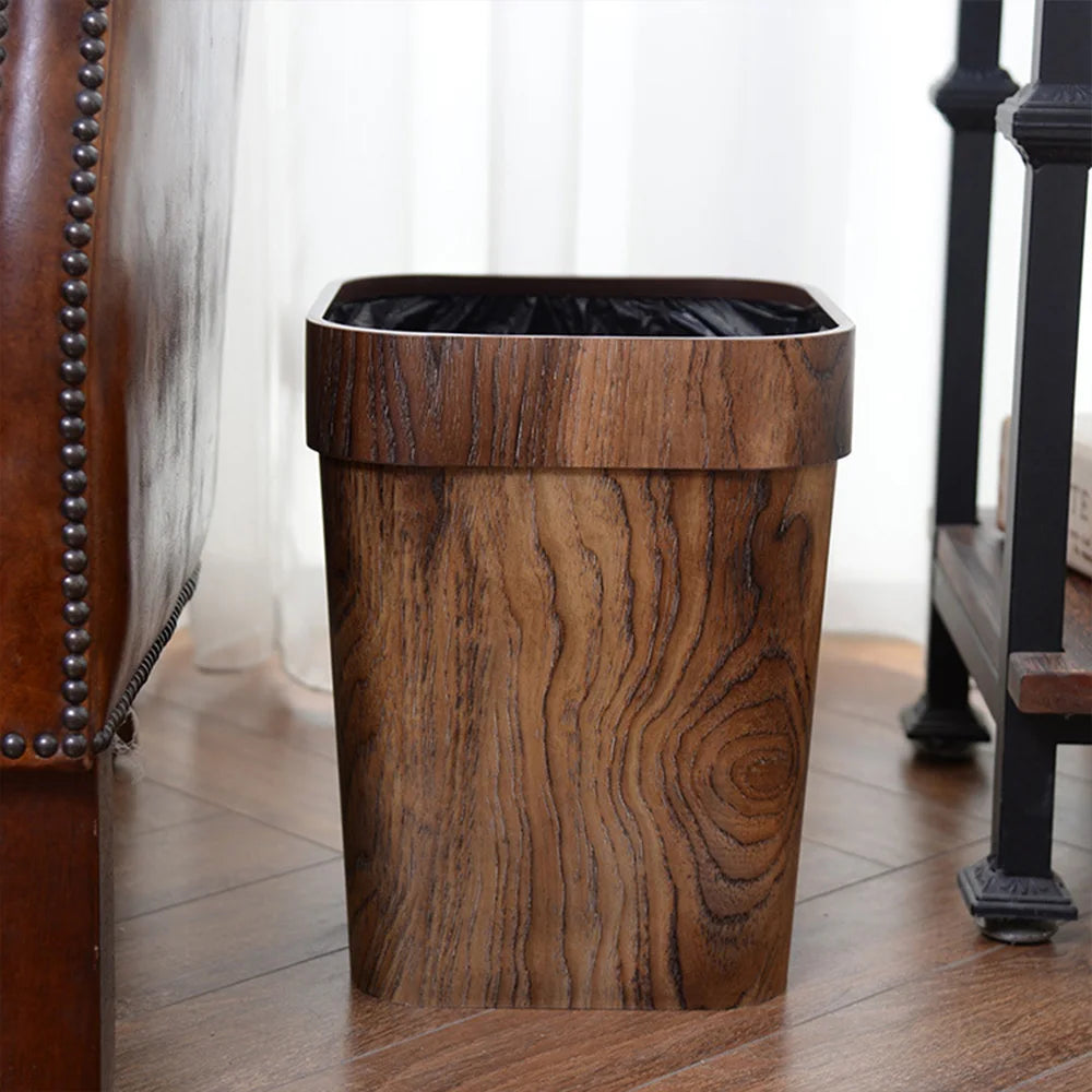 Retro Small Trash Can Stylish Imitated Solid Garbage Can Pail for Bathroom Bedroom Dorm College Peaceful Pleasures Health and Wellness