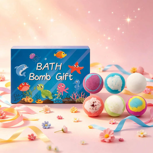6-Piece Natural Bath Bomb Gift Set – Kids & Family Spa Kit Bath Bomb Gift Set Peaceful Pleasures Health and Wellness