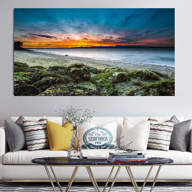 Natural Modern Seascape Wall Pictures Landscape Beach Sea Ocean Canvas Painting Wall Art Posters for Living Room Decor Cuadros Peaceful Pleasures Health and Wellness