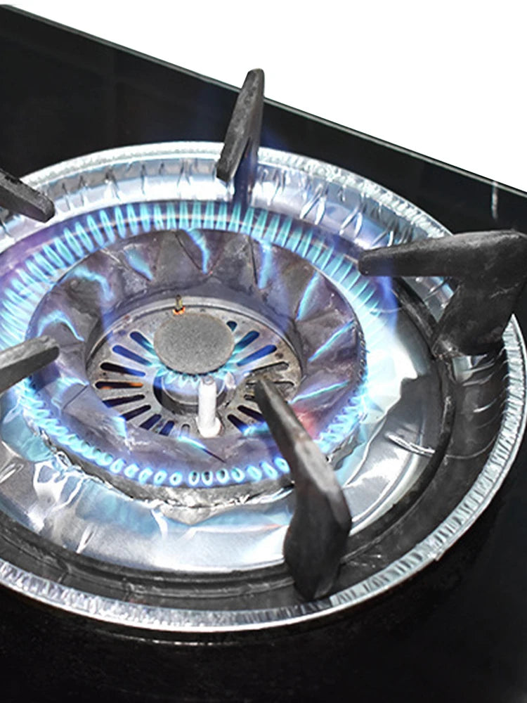 10Pcs Aluminum Foil Round Stove Burner Covers Reusable High-temperature Resistant Stove Top Protector for Clean Hygienic Kitchen Peaceful Pleasures Health and Wellness