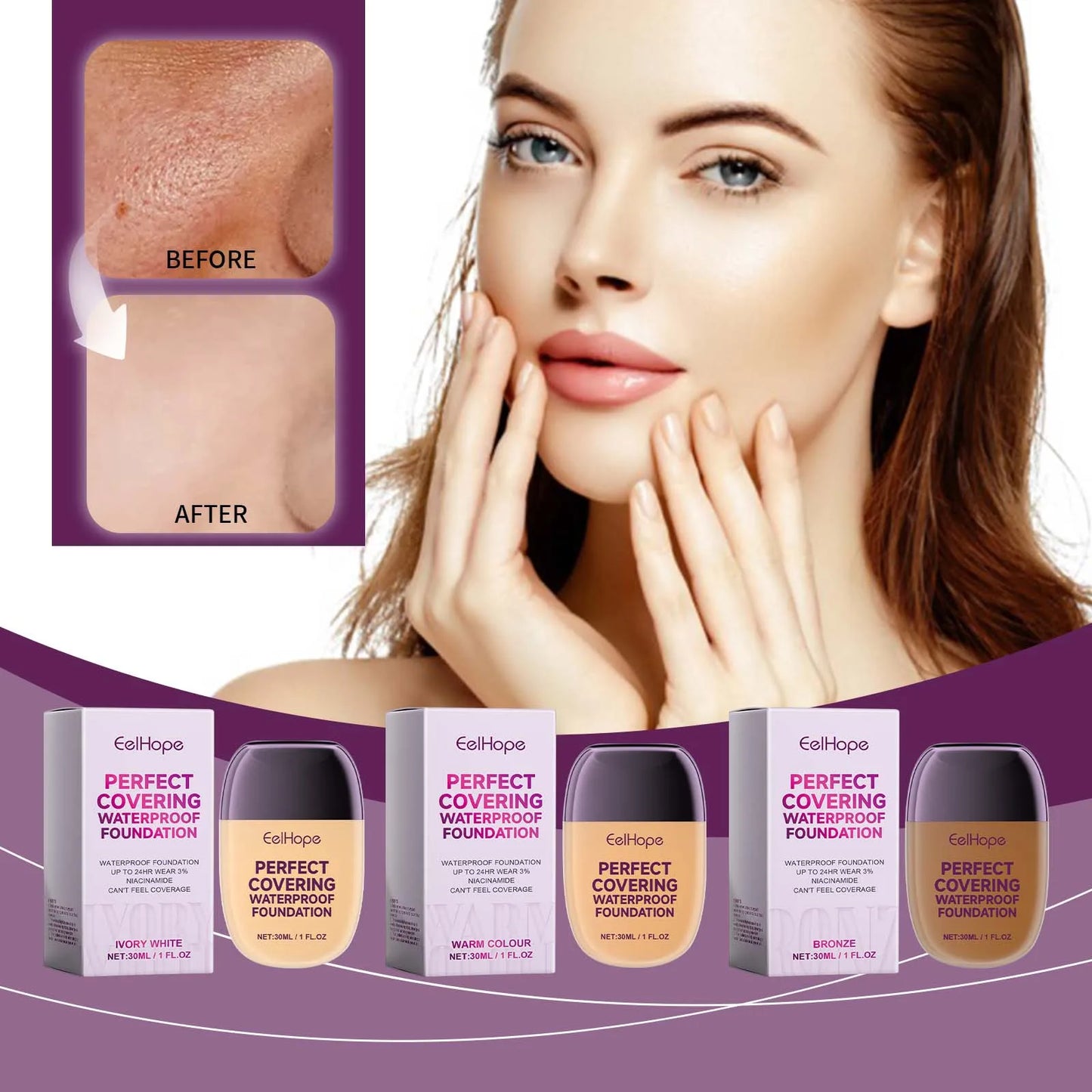 Eelhope Full Coverage Waterproof Liquid Foundation 30ml