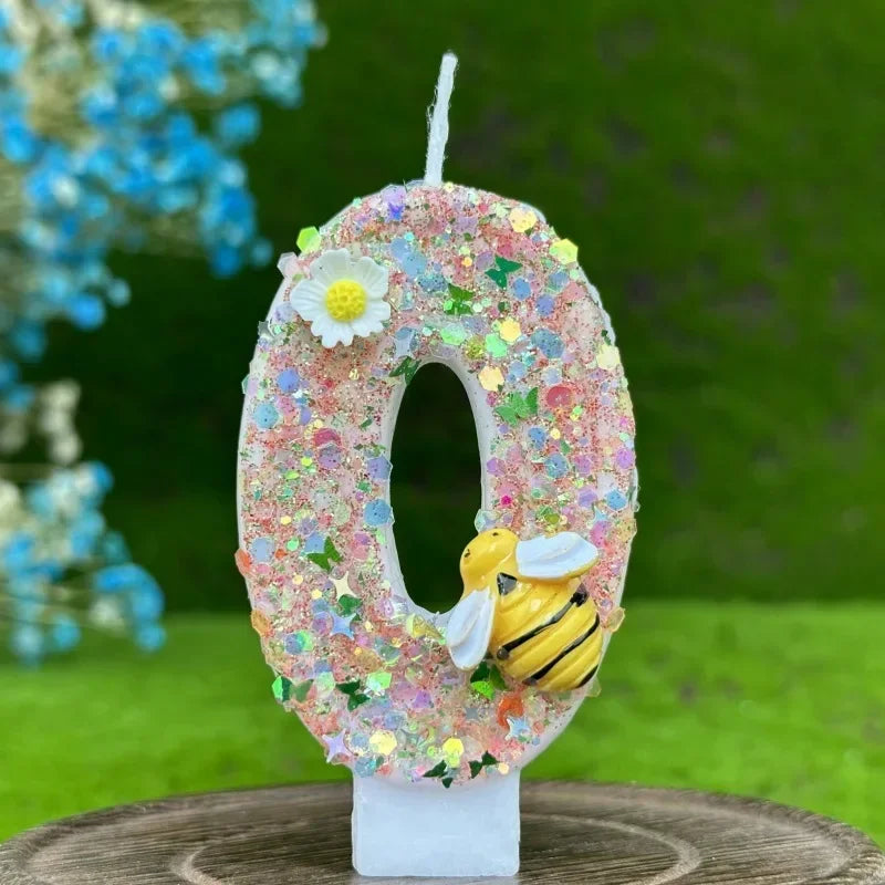 Party 0-9 Number Digital Birthday Candle Cake Decoration New Year's Eve Creative Bee and Wasp Decorative Candles Birthday Cake Peaceful Pleasures Health and Wellness 0