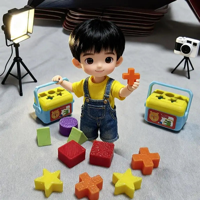 1:12 Miniature Shape Sorting Toy Box | Dollhouse Nursery Decor