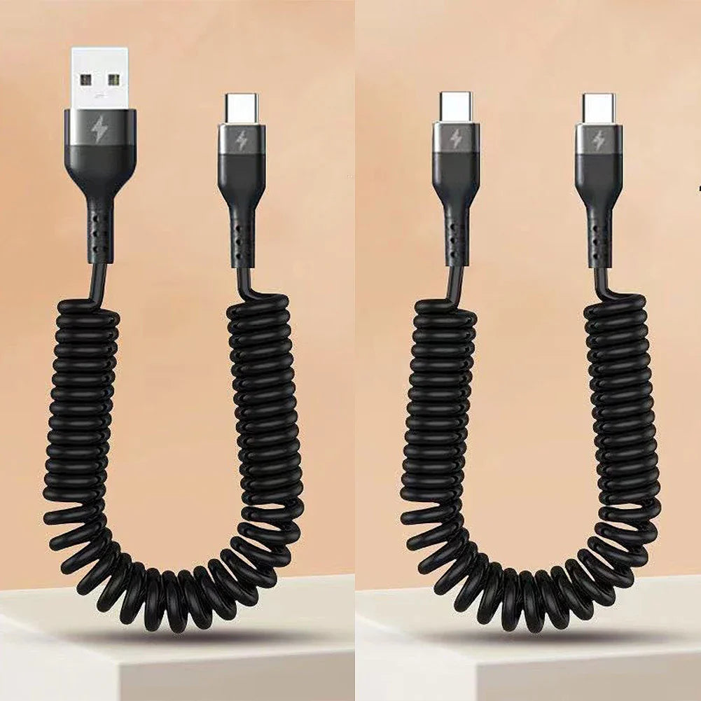 Retractable 5A Fast Charging Cable USB-C Micro USB Lightning