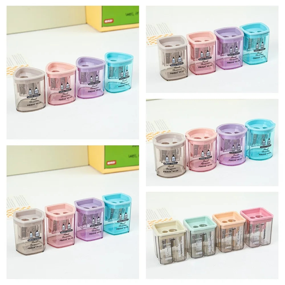 Double Hole Pencil Sharpener – Transparent Manual Plastic