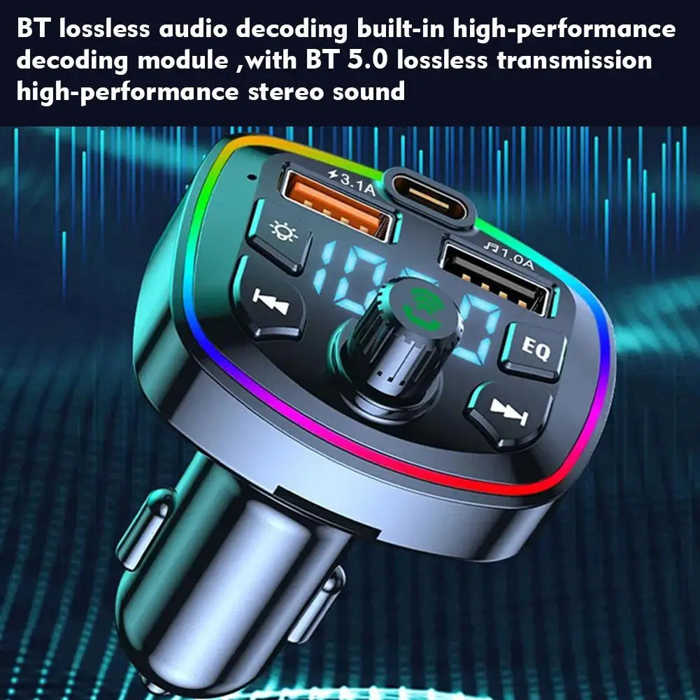 7 in 1 Fast Car FM Transmitters Charging Bluetooth Receiver PD 20W QC 3.0 MP3 Player USB Flash Drive Memory Cards 128G RGB Light Peaceful Pleasures Health and Wellness