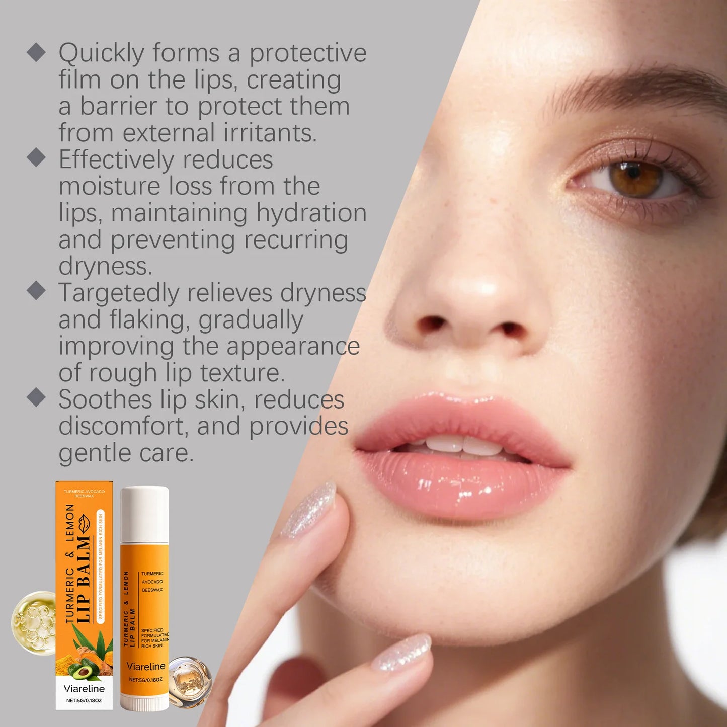 Turmeric Lemon Lip Balm Hydrating Fade Lip Lines Smooth Gloss Lighten Melanin Remove Dark Lip Dead Skin Soft Nourishing Lip Care Peaceful Pleasures Health and Wellness