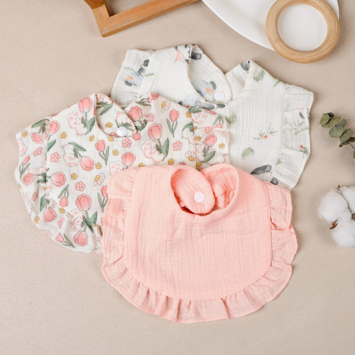 3-Pack Baby Ruffle Bibs & Burp Cloths | Newborn Gift Set