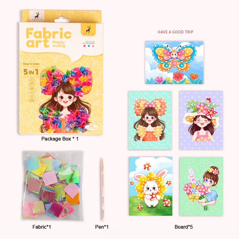 Poke-in Art Crafts Kids Puzzle Fabric Puncture Painting Magical