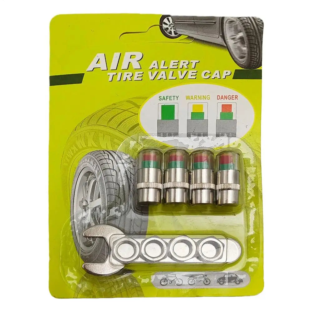 Tire Pressure Alert Valve Caps 4-Pack | Color-Changing Monitor