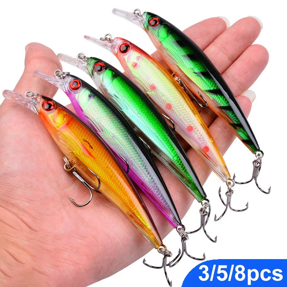 2026 Premium Minnow Lure Kit, 11cm 13.5g Mini Crank Wobble Swimming Artificial Bait Random Set Peaceful Pleasures Health and Wellness