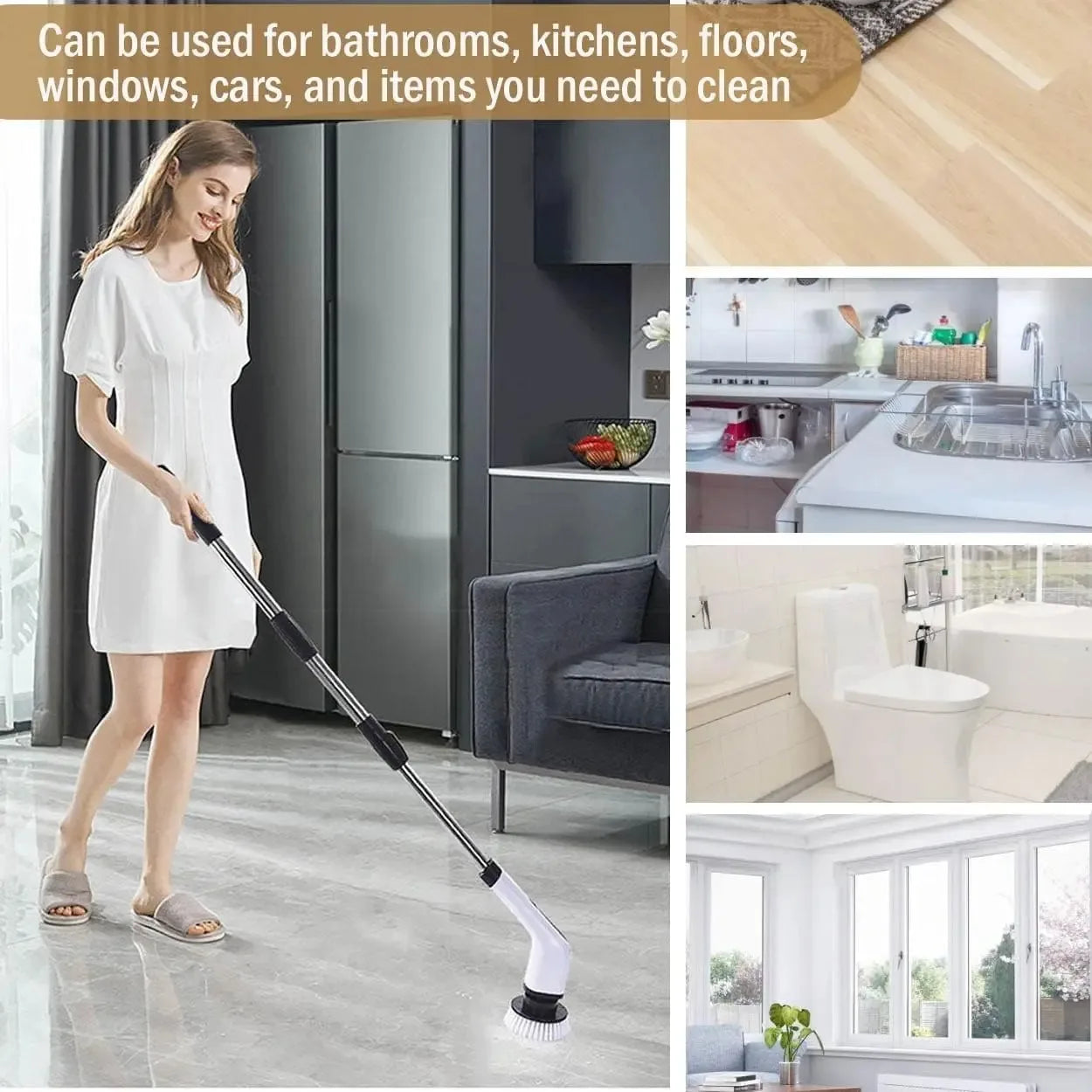 Powerful Cordless Electric Spin Scrubber Multipurpose Cleaning Brush for Bathroom Kitchen Shower Sink Tile Grout Peaceful Pleasures Health and Wellness