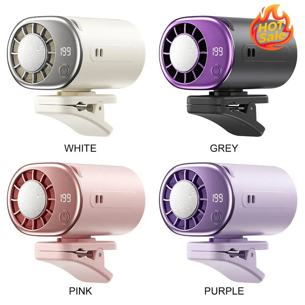 USB Car Clip Cooling Fan 360° 199 Speeds LED Display