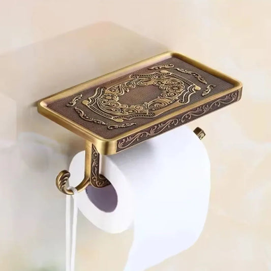 Vintage Brass Wall Mounted Toilet Paper Holder | Antique Finish Toilet Paper Holder Peaceful Pleasures Health and Wellness Archaize