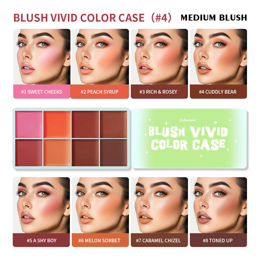8Colors Cream Highlighter/Brow/Blush Palett Face Brighten Highlighter Blush&Contouring Shimmer Waterproof Makeup Tool Cosmetics Peaceful Pleasures Health and Wellness blush B