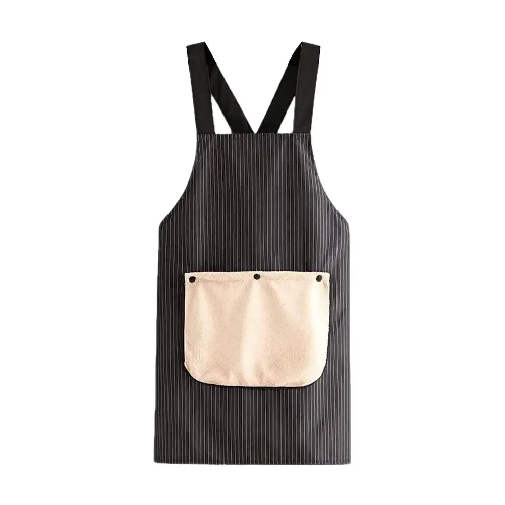 2026 Newest Waterproof Kitchen Apron With Detachable Towel Anti-fouling Sleeveless Cross Back Cooking Baking Restaurant Uniform Peaceful Pleasures Health and Wellness Black