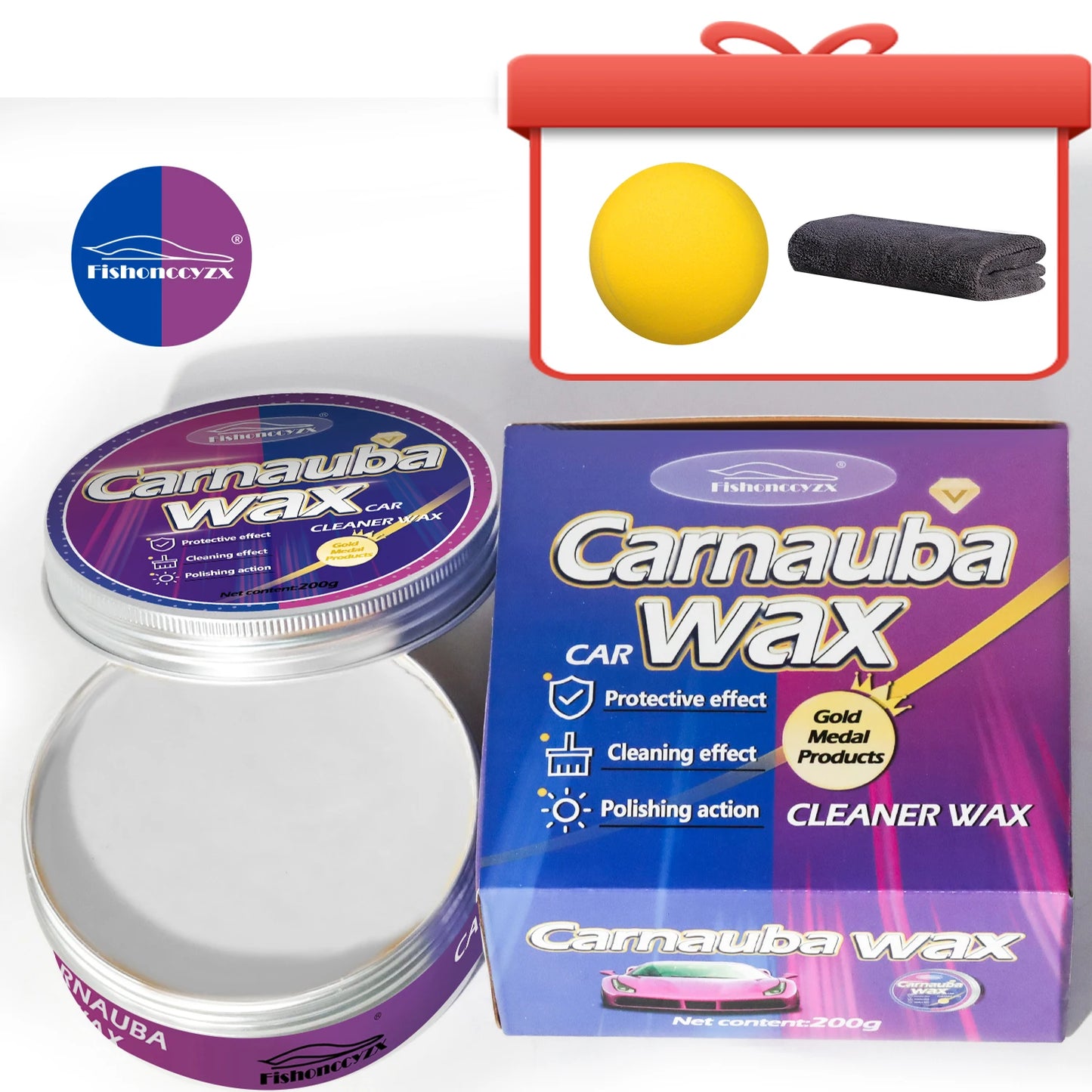 Car Wax Auto Paint Care Carnauba Paste Wax Brazilian Polishing Wax Paste High Gloss Shine Super Hydrophobic Coating Glazing Peaceful Pleasures Health and Wellness For white car