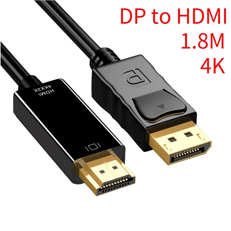 1.8M DisplayPort to HDMI-Compatible Cable 4K DP to HDMI Adapter Display Port Video Audio Converter for PC HDTV Projector Monitor Peaceful Pleasures Health and Wellness DP to HDMI
