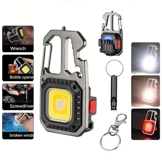 COB Keychain Work Light with Battery Display 8Mode Rechargeable High Lumens Portable LED Light for Camping Hiking Running Peaceful Pleasures Health and Wellness black