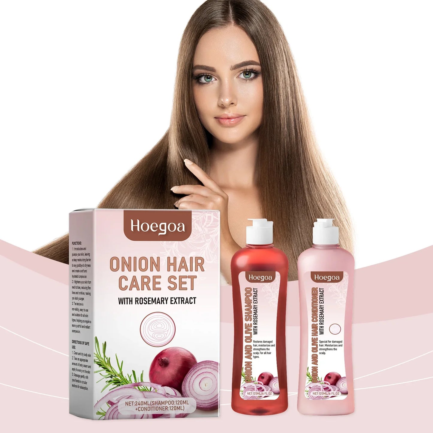 HOEGOA Onion & Rosemary Shampoo Set for Dry Frizzy Hair