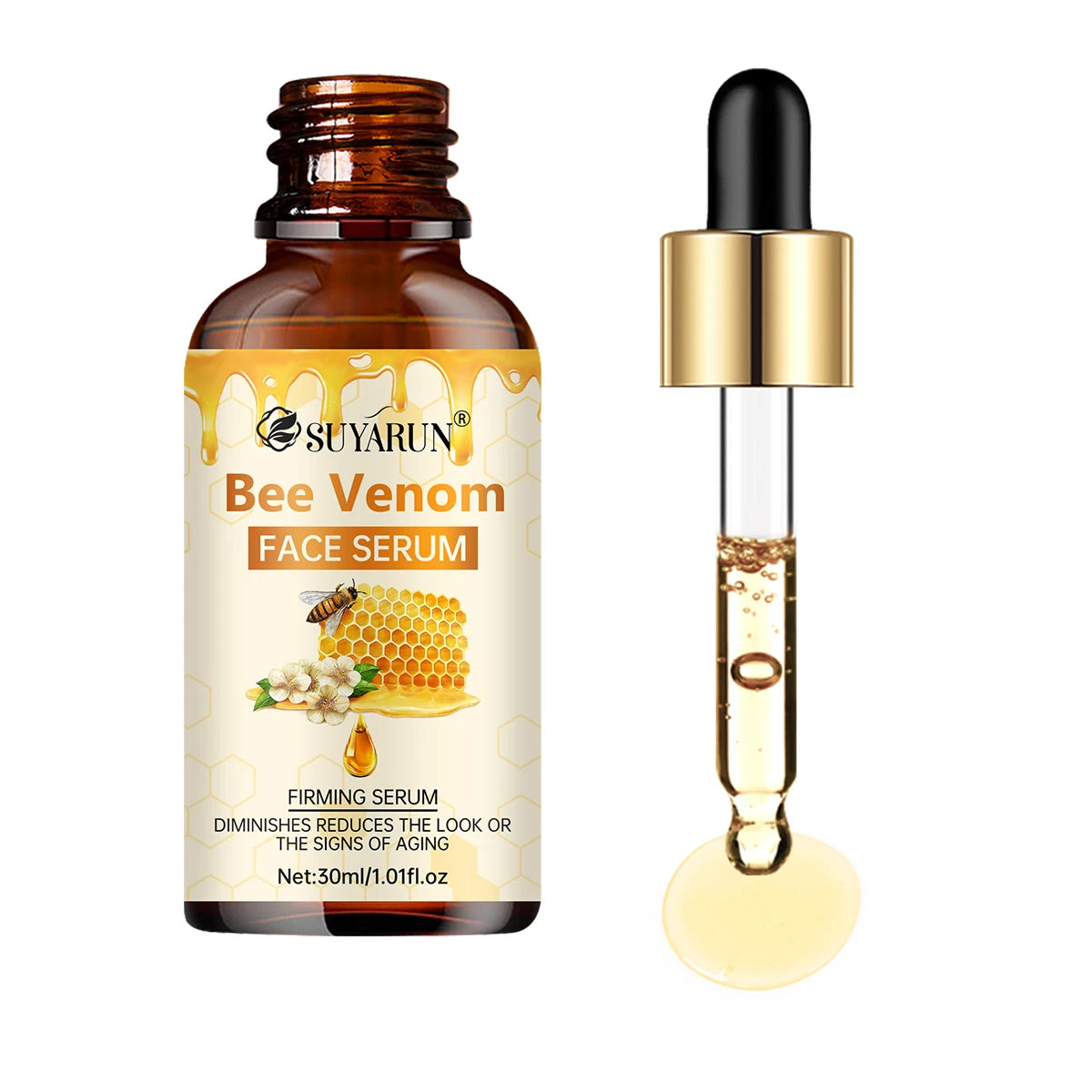 SUYARUN Bee Venom Facial Serum - Anti-Aging Firming Essence for Wrinkle Reduction & Youthful Glow. Peaceful Pleasures Health and Wellness 30ml