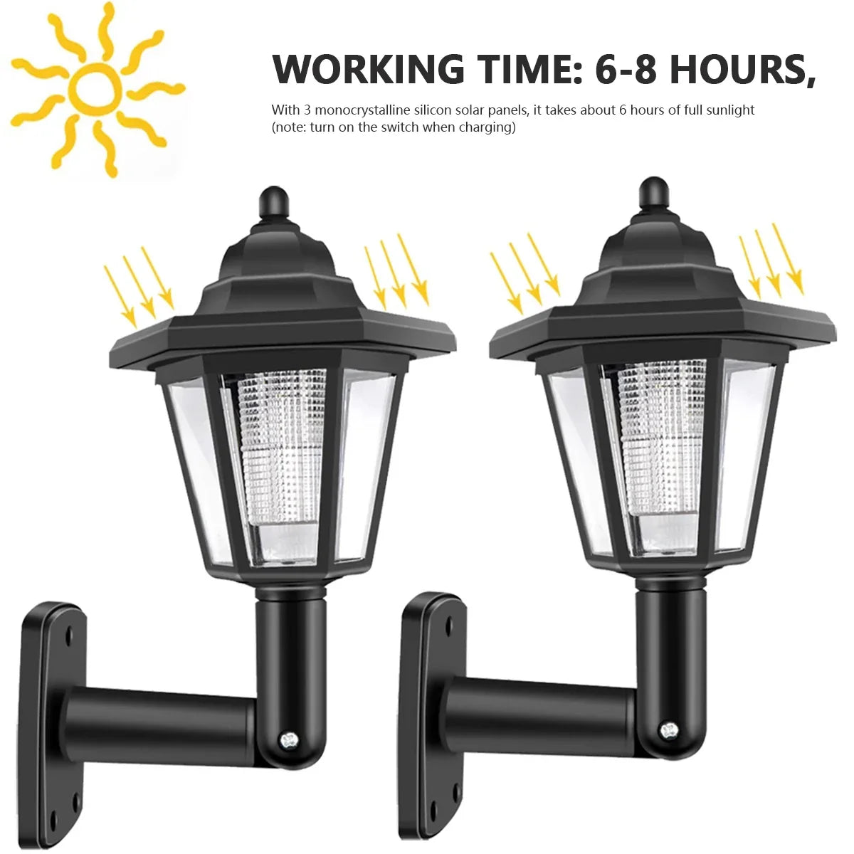 Retro Solar Hexagonal Wall Lantern – IP44 Waterproof Garden Light
