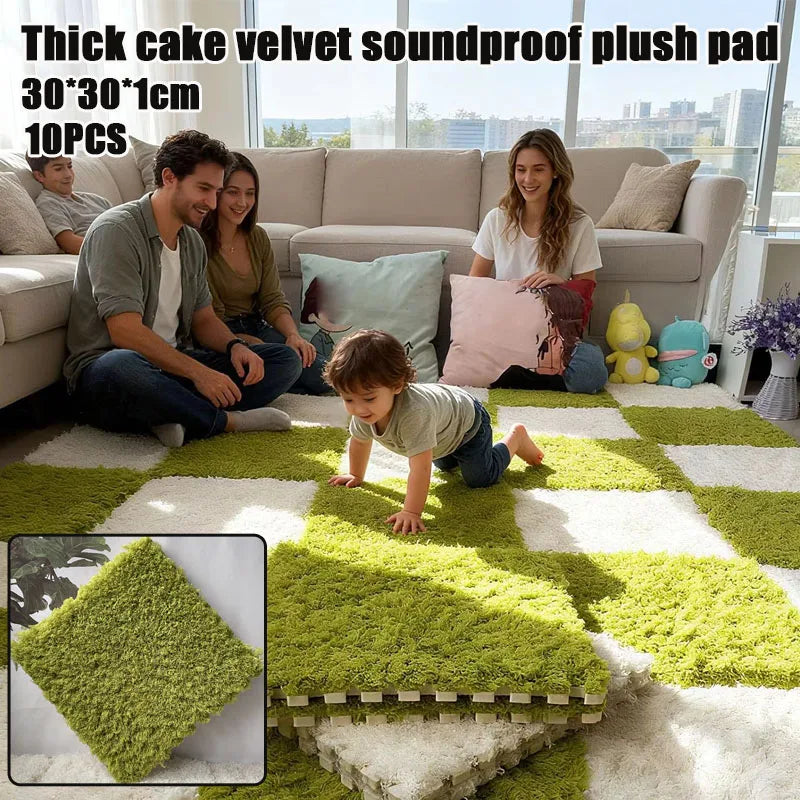 10PCS Fluffy Shaggy Carpet Tiles – Thick Non-Slip Soft Rug Mats