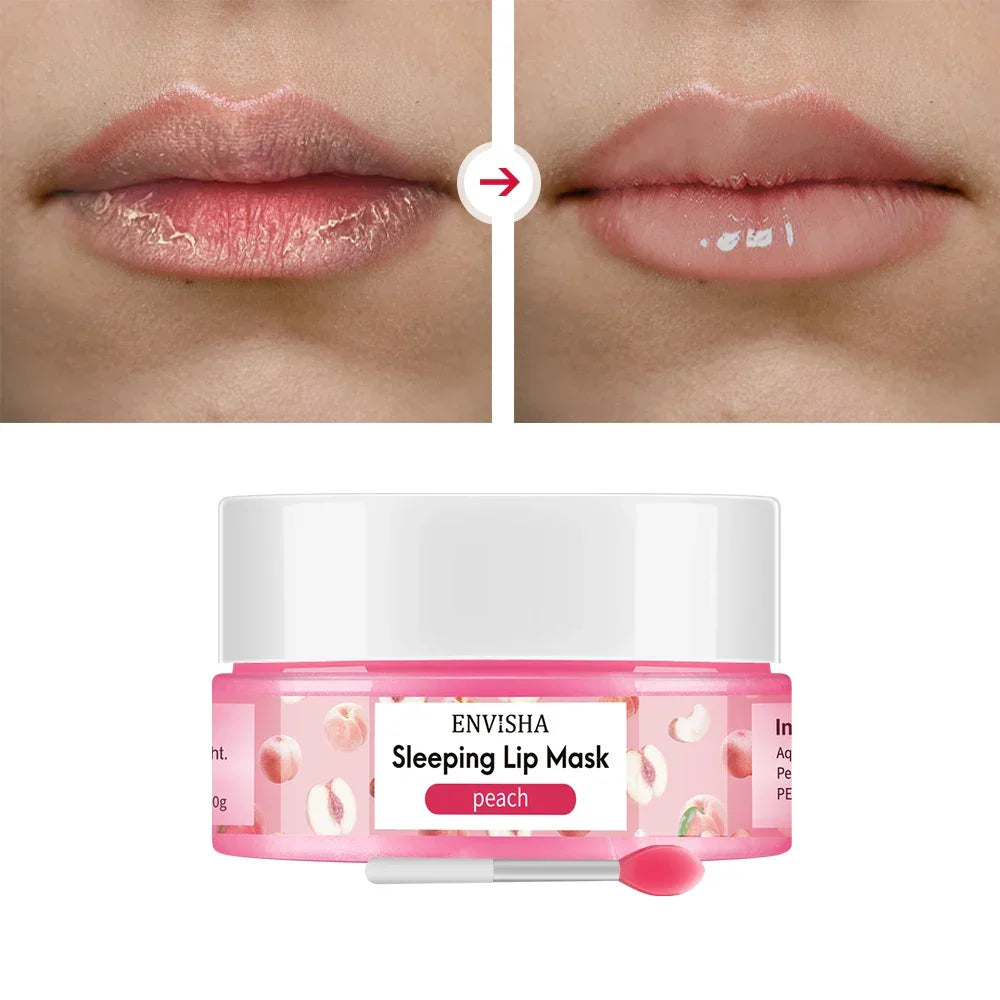 ENVISHA Peach Lip Sleep Mask – Overnight Moisturizing & Line-Fading 20g Lip Mask Peaceful Pleasures Health and Wellness