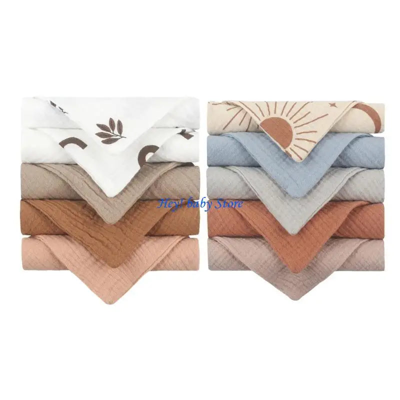 10-Pack Baby Cotton Washcloths – Soft Infant Face & Drool Bibs
