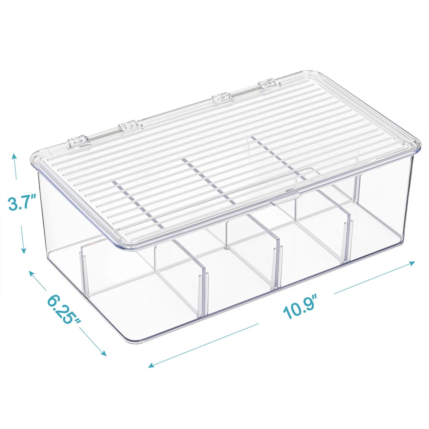 8-Compartment Acrylic Tea Box Organizer with Lid | Tea Storage Tea Bag Organizer Peaceful Pleasures Health and Wellness Clear