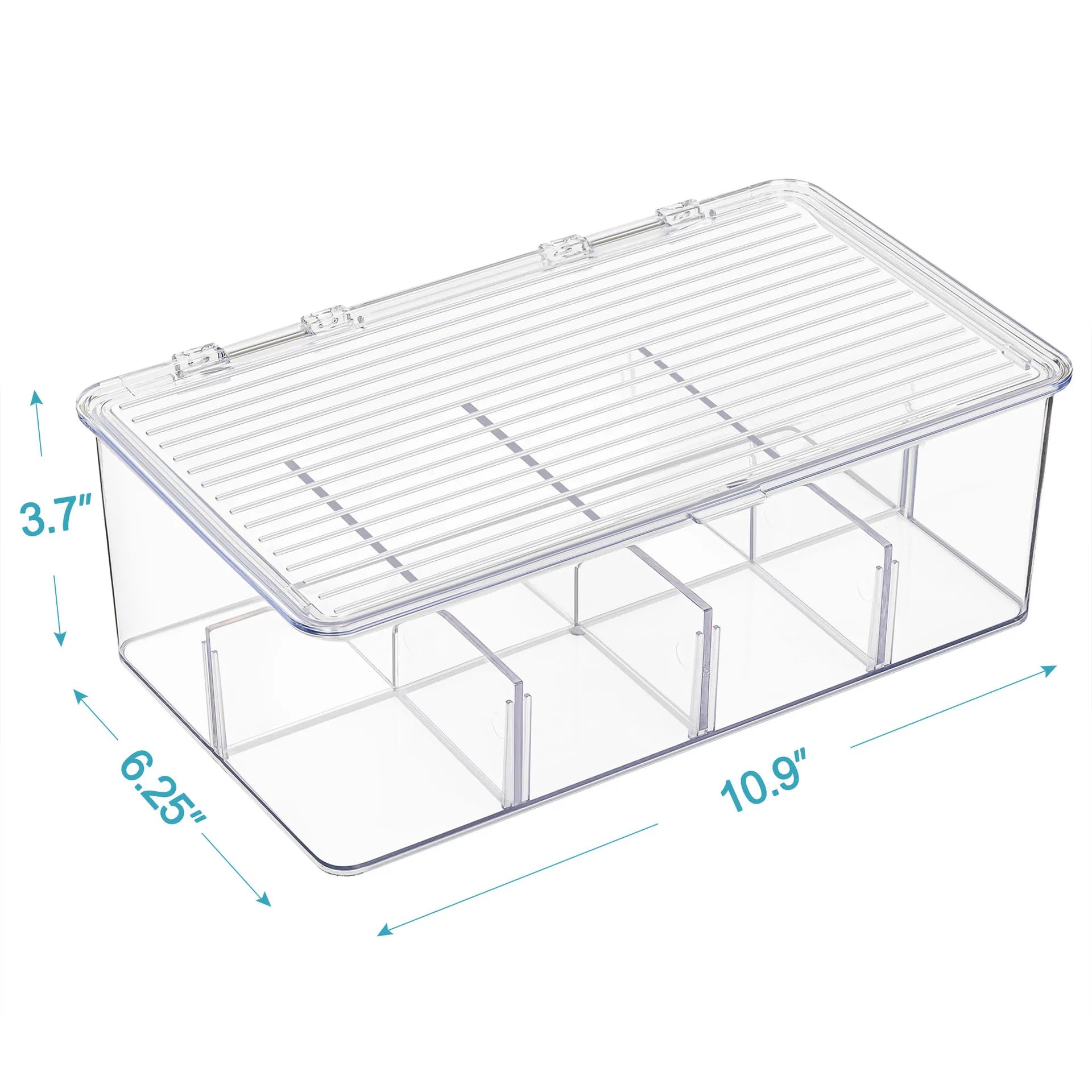8-Compartment Acrylic Tea Box Organizer with Lid | Tea Storage Tea Bag Organizer Peaceful Pleasures Health and Wellness Clear