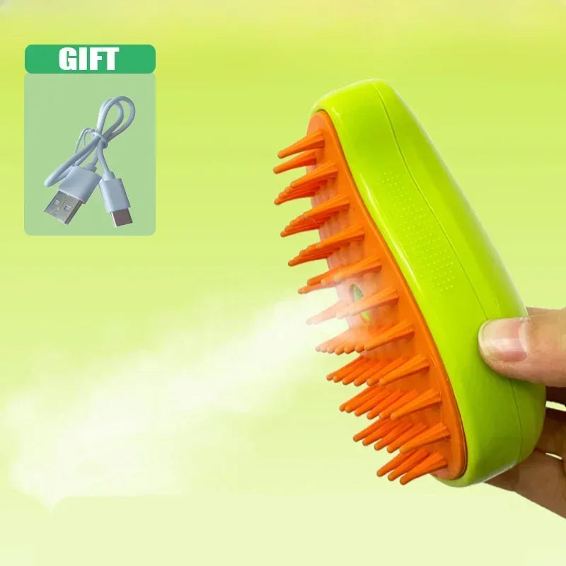 3-in-1 Electric Steam Pet Brush – Cat & Dog Grooming Comb
