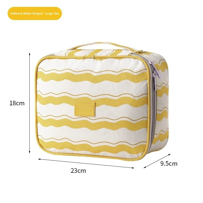 Hot Striped Travel Storage Bag, Bathroom Cosmetics, Dry and Wet Separation, Wash Bag, Multi-functional Bedroom Storage Bag Peaceful Pleasures Health and Wellness yellow stripe 23cmX9.5cm X18cm