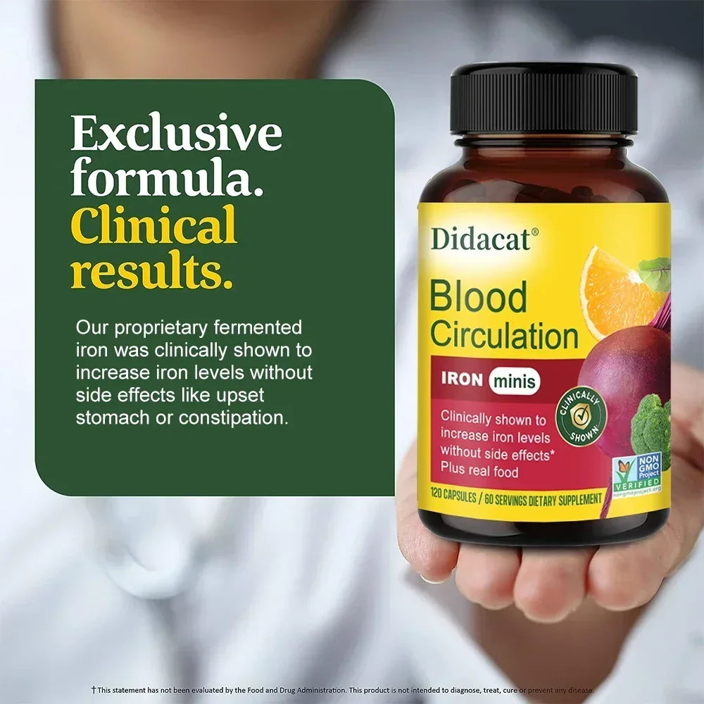 Blood Circulation - Iron Supplement - Iron with Vitamin C, Vitamin B12 and Folic Acid - Blood Health, 120 Capsules Peaceful Pleasures Health and Wellness