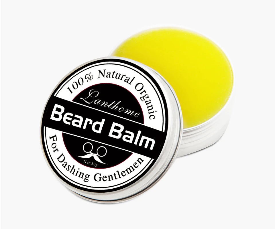 3PCS Natural Beard Balm Wax Beard Growth Balm for Men Moisturizing Smoothing Beard Styling Professional Care Cream Skin Care Peaceful Pleasures Health and Wellness