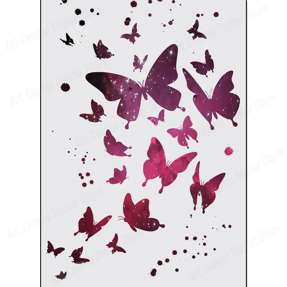 Abstract Animal Canvas Wall Art Print – Bird Elk Mermaid Butterfly